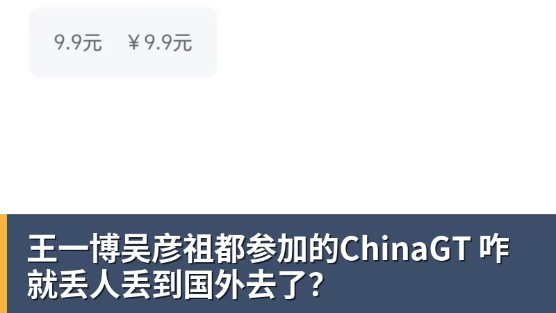 王一博吴彦祖都参加的ChinaGT 咋就丢人丢到国外去了？